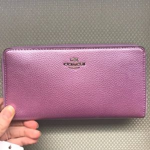 Metallic lilac coach wallet